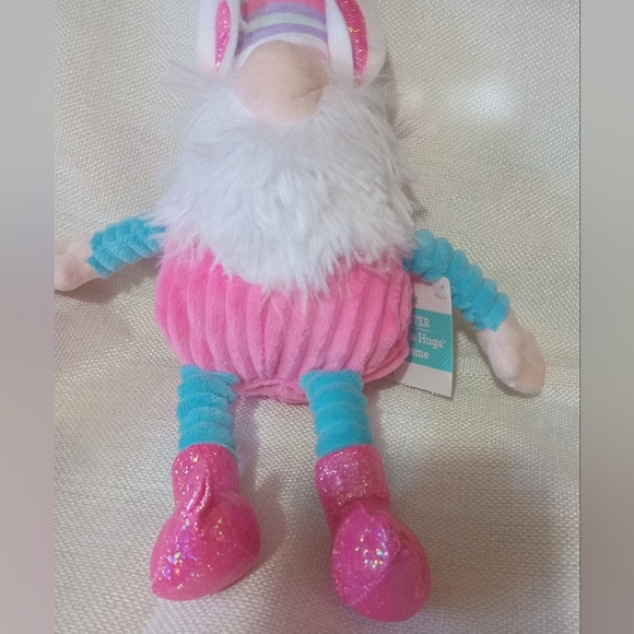 Gnome easter bunny ears super soft plush 12" pink glitter elf shoes - Picture 2 of 2